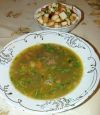 Суп с зелёным горохом и чечевицей